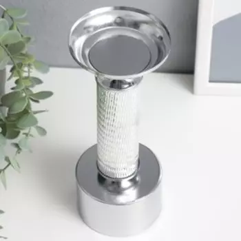 Подсвечник металл на 1 свечу "Иллюзия" серебро 21х8х8 см