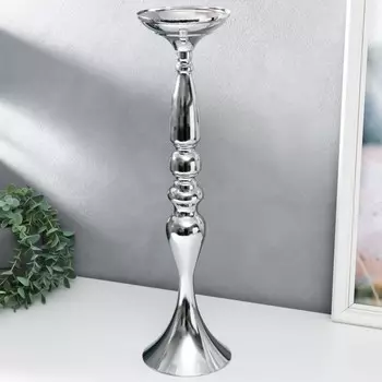 Подсвечник металл на 1 свечу "Изящный" серебристый 50х13х13 см