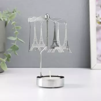 Металлический подсвечник на 1 свечу «Карусель. Париж», d=5 см, серебро, 7.57.513 см