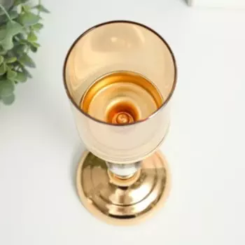 Подсвечник металл на 1 свечу "Классика - два прозрачных шара" золото 26х11х11 см