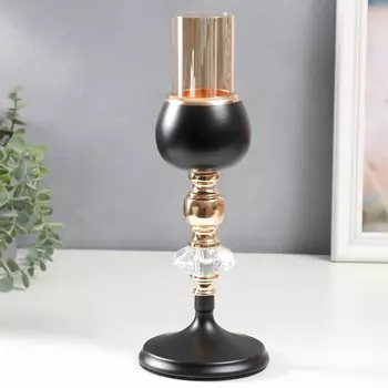 Подсвечник металл на 1 свечу «Кристалл и шар», золото, чёрный, 301111 см