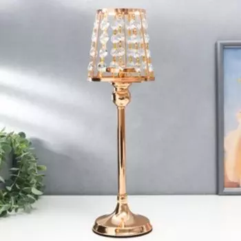 Подсвечник металл на 1 свечу "Кристаллы - Лампа" золото 36х13х13 см