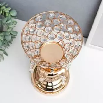 Подсвечник металл на 1 свечу "Кубок, шар и цветок" золото 30х14х14см