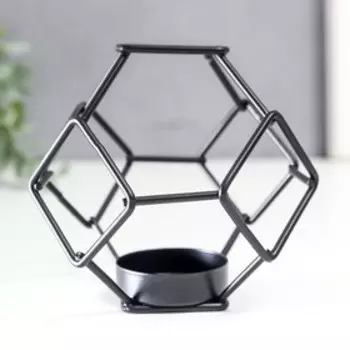 Подсвечник металл на 1 свечу лофт "Грани" чёрный 10х10х9,5 см