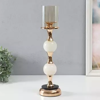 Металлический подсвечник на 1 свечу «Мраморный шар», золото, 391010 см