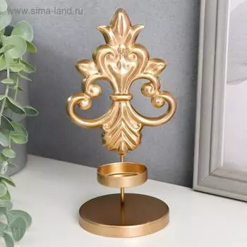 Подсвечник металл на 1 свечу "Узор с лилией" золото 16,8х7,4х7,4 см