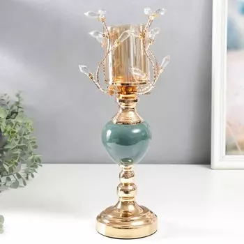 Подсвечник металл на 1 свечу «Веточки с кристаллами», золото, 381717 см