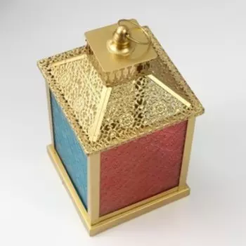 Подсвечник металл на 1 свечу "Золото шейха" цветное стекло 27х14х14 см