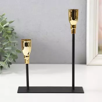 Металлический подсвечник на 2 свечи «Ахиллес», чёрный с золотом, 15.5618.5 см