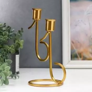 Металлический подсвечник на 2 свечи «Ноты», золото, 20912.5 см