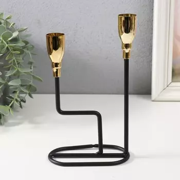 Металлический подсвечник на 2 свечи «Перс», чёрный с золотом, 12.75.820.5 см