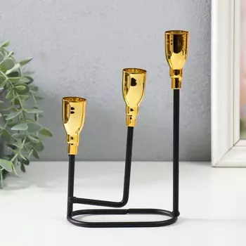 Металлический подсвечник на 3 свечи «Афина», чёрный с золотом, 135.822.2 см