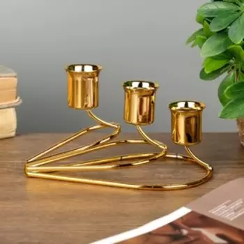 Металлический подсвечник на 3 свечи «Капли», золото, 1488 см