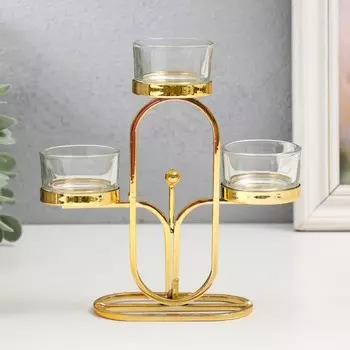 Металлический подсвечник на 3 свечи «Овал», d=4.5 см, золото, 61517 см