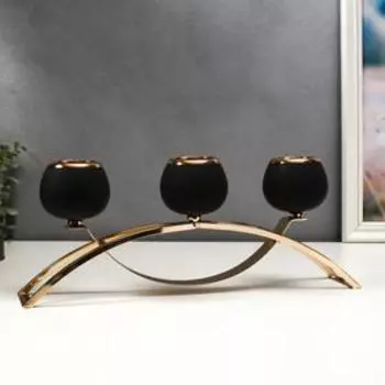 Подсвечник металл на 3 свечи "Тёмный рыцарь" чёрный матовый с золотом 40х25х12 см