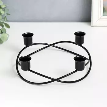 Подсвечник металл на 4 свечи "Хоровод" d-2,5 см чёрный 19х19х7 см