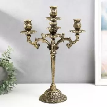 Металлический подсвечник на 5 свечей «Канделябр королевский», золотая патина 432929 см
