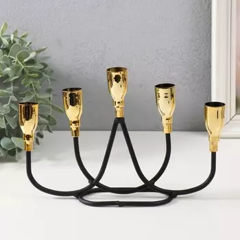 Металлический подсвечник на 5 свечей «Пелей», чёрный с золотом, 24.55.815.5 см