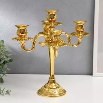 Подсвечник металл на 5 свечей "Розовый вечер" цвет золото 20,5х21х21 см