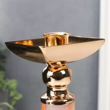 Подсвечник металл, нефрит на 1 свечу "Корица" 25х11х11 см