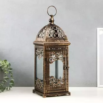 Металлический подсвечник-фонарь на 1 свечу «Стефано», 13.513.537.5 см