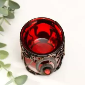 Подсвечник металл, стекло на 1 свечу "Кованые узоры" 7х6,3х6,3 см