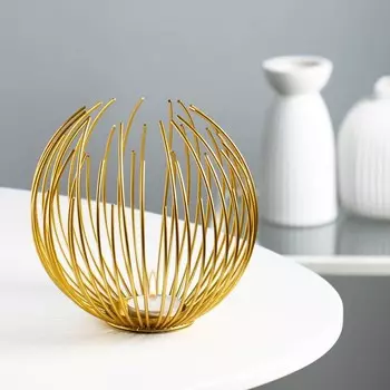 Подсвечник металлический на 1 свечу TAKE IT EASY «Шар», золото, 15.515 см