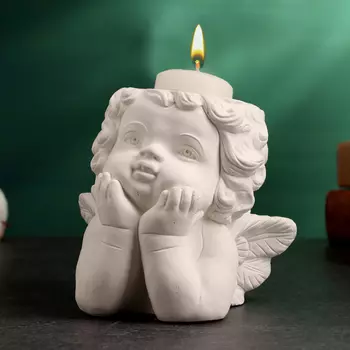 Подсвечник "Молящийся ангел" 10х11,5х11см, белый