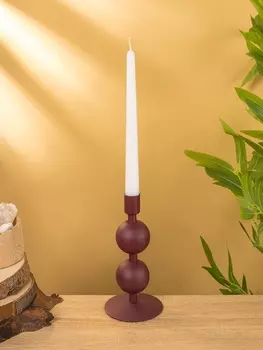 Подсвечник на 1 свечу "Баклажан" с 2 сферами 8,5х8,5х18 см