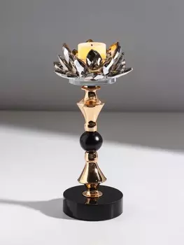 Подсвечник на 1 свечу «Лотос», чёрно-золотой, 8822 см