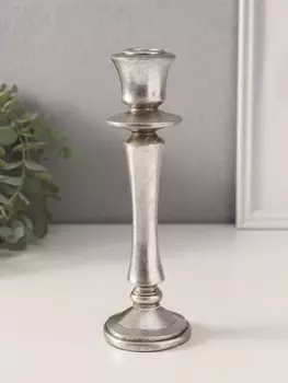 Подсвечник на 1 свечу «Медичи», полистоун, серебро, 6.56.520.5 см