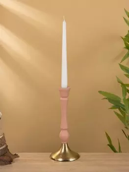 Подсвечник на 1 свечу "Пудровый" 10,5х10,5х25 см