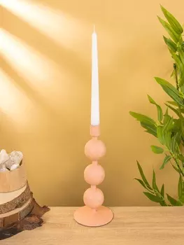 Подсвечник на 1 свечу "Пудровый" с 3 сферами 10х10х25 см