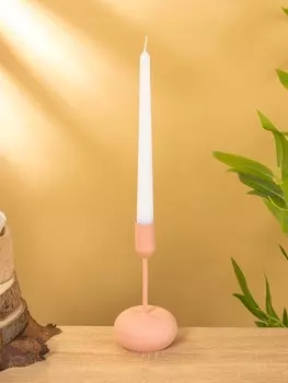 Подсвечник на 1 свечу текстурный "Пудровый розовый" 8х8х15,5 см