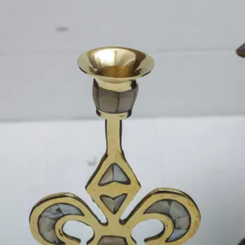 Подсвечник на 1 свечу "Вензель" с перламутром 23 см