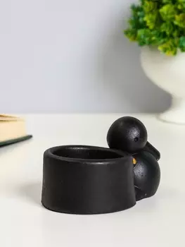 Подсвечник на 1 свечу «Заяц с чашей», гипс, 864, чёрный