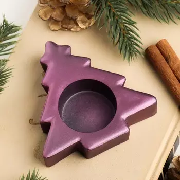 Подсвечник на 1 свечу «Ёлочка», 2.59 см, серебро