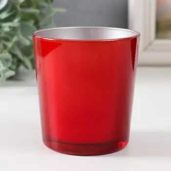 Стеклянный подсвечник на 1 свечу «Ода», 250 мл, красный с серебром, 8.47.9 см