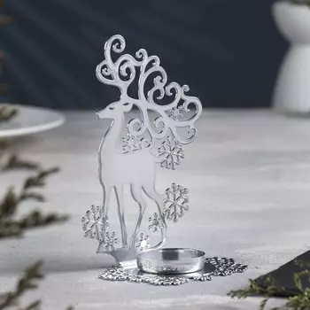 Подсвечник "Олень" металл на одну свечу, 6,5х9,6х14,5 см, хром