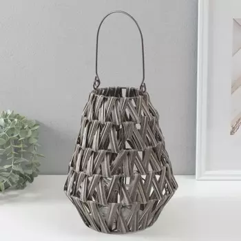 Подсвечник-фонарь на 1 свечу «Зигзаг», пластик, серый, 102024 см