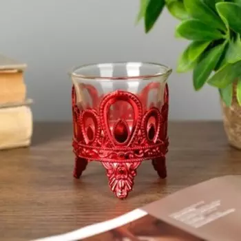 Подсвечник на 1 свечу «Капельки», пластик, стекло, красный, 766 см