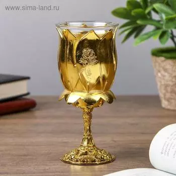 Подсвечник на 1 свечу «Роза», пластик, стекло, бокал на ножке, золото, 1366 см