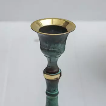 Подсвечник под старину "Надежда" латунь 7,5х7,5х17 см