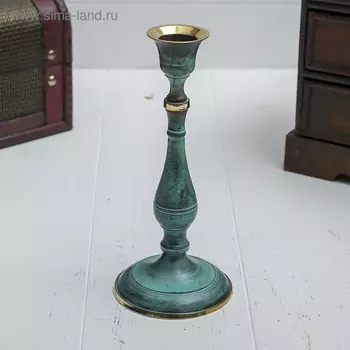 Подсвечник под старину "Надежда" латунь 7,5х7,5х17 см