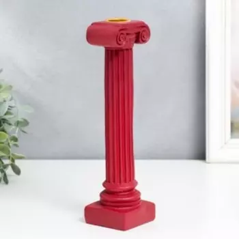 Подсвечник полистоун "Греческая колонна" тёмно-красный 23х6х6 см