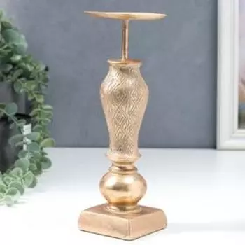 Подсвечник полистоун на 1 свечу "Колонна - геометрия" золото 23,5х9,5х9,5 см