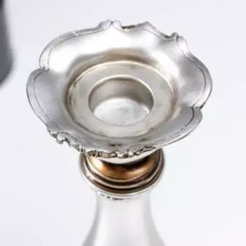 Подсвечник полистоун на 1 свечу "Розарий" серебристый 30х11х11 см