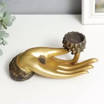 Подсвечник на 1 свечу «Рука с лотосом», полистоун, 9.421.57 см