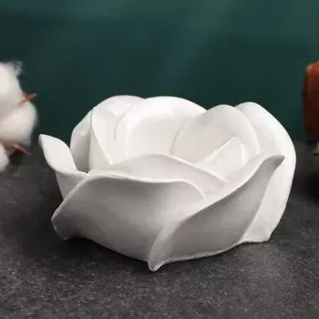 Подсвечник на 1 свечу «Роза», гипс, 510 см, перламутровый