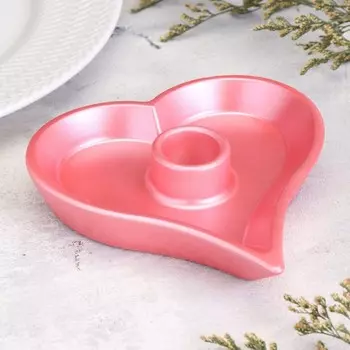 Подсвечник "Сердце" из гипса,14х2,5см,розовый